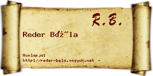Reder Béla névjegykártya