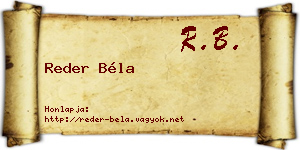 Reder Béla névjegykártya